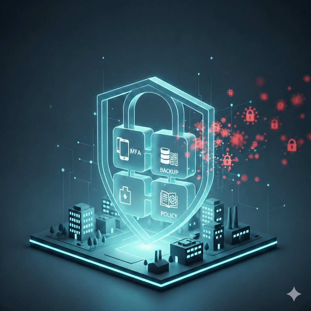 Illustration eines IT-Sicherheitskonzepts für mittelständische Unternehmen – Minimum Viable Security Modell