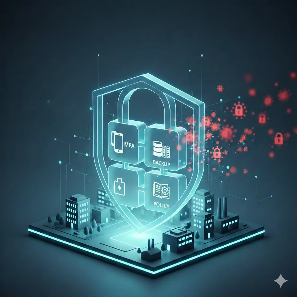 Illustration eines IT-Sicherheitskonzepts für mittelständische Unternehmen – Minimum Viable Security Modell